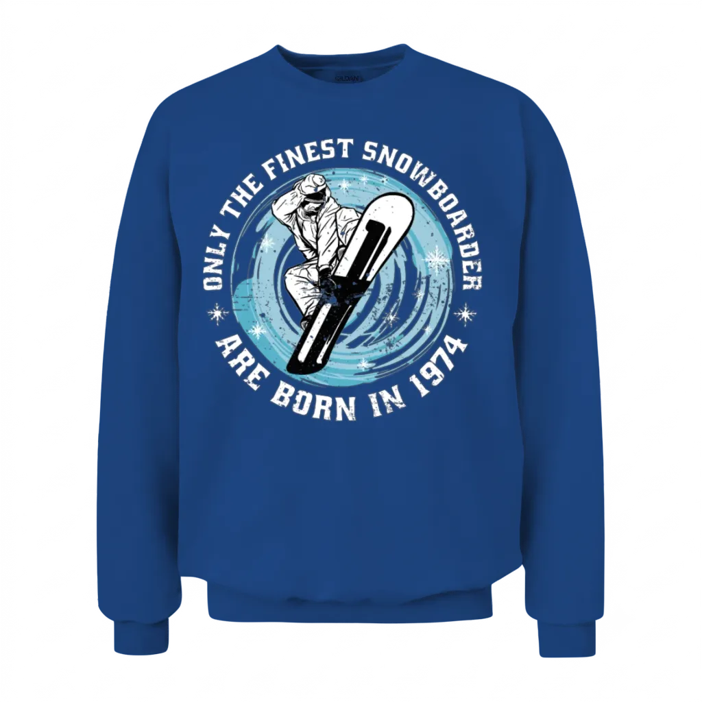 Snowboarder Vintage 1974 Birthday Snowboarding Unisex Sweatshirt - Royal