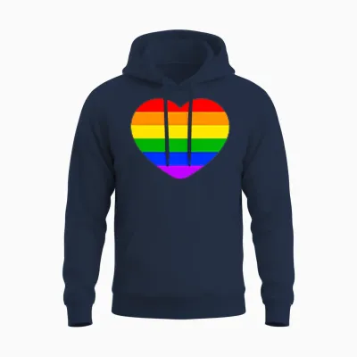 Dezente Regenbogen-Gestreifte Kleine Herz-Flagge Pride Month Lgbt Unisex Hoodie - Navy