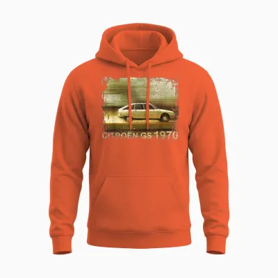 Citroën Gs 1970 Car Driving T-Shirt, Black, S Unisex Hoodie - Orange