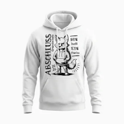 Graduation 2026 Primary School T-Shirt - Bin Halt Ein Fuchs Unisex Hoodie - White