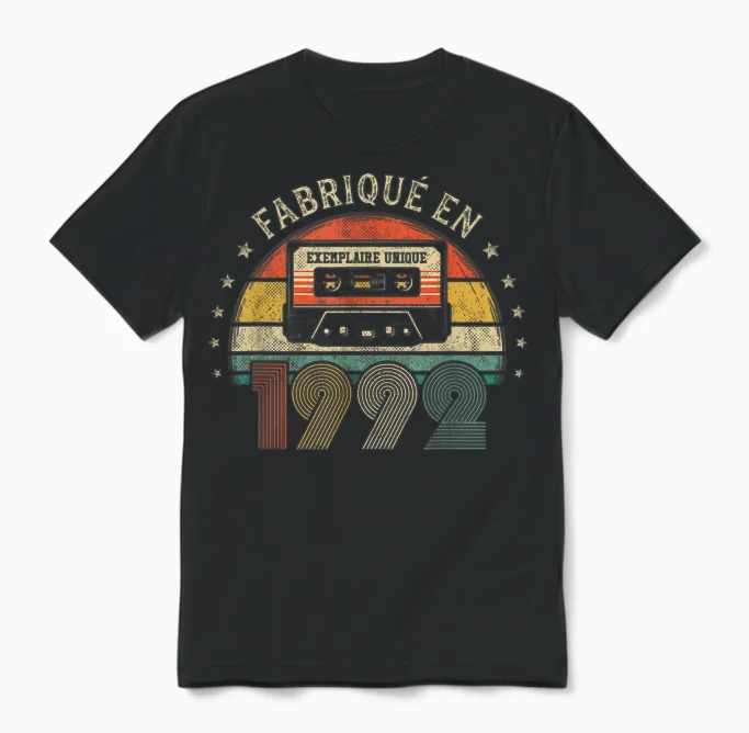 Fabriqué En 1992 Vintage Cassette - Cadeau Anniversaire 1992 Unisex T-Shirt in Black