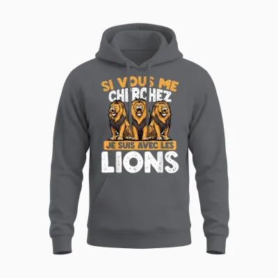 If You Are Looking for Me I Am with the Lions T-Shirt, Black, S Unisex Hoodie - Charcoal
