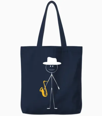 Saxophone Saxophone Guy Tote Bags - Navy