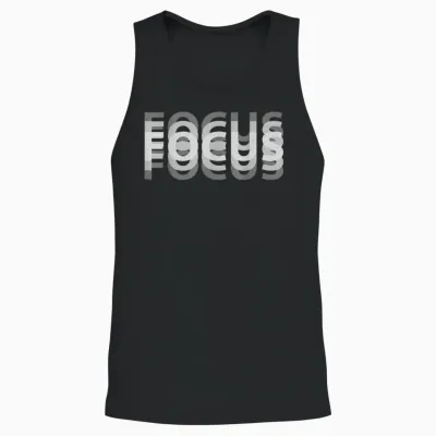 Retro Effect Focus Unisex Tank Top - Black