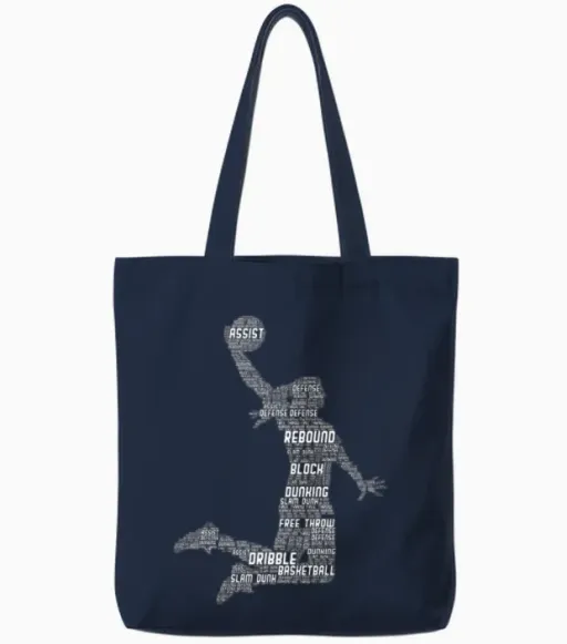 Basketball Girl Basketball Player Women Tote Bags in Navy