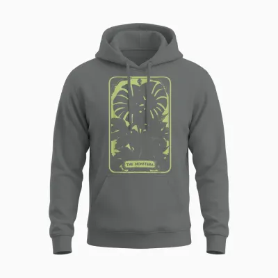 The Monstera Deliciosa Tarot Card | Green Witch Plant Lover Unisex Hoodie - Graphite Heather