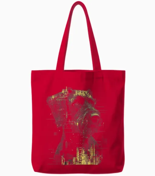 German Wirehaired Tote Bags in Red