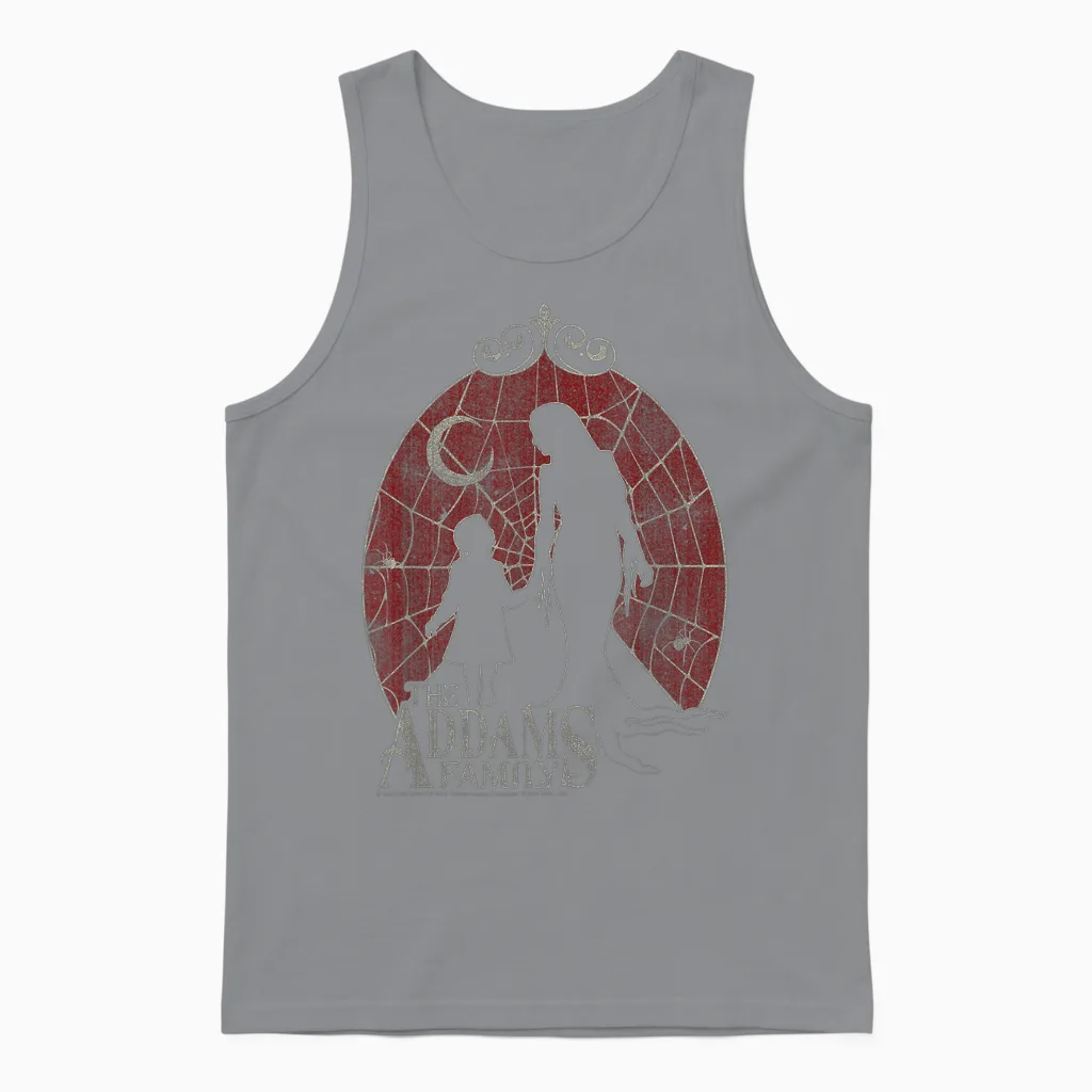 The Addams Family Morticia & Wednesday Spider Silhouettes Unisex Tank Top in Sport Grey
