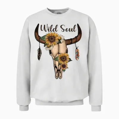 Wild Soul - Animal Skull Unisex Sweatshirt - White