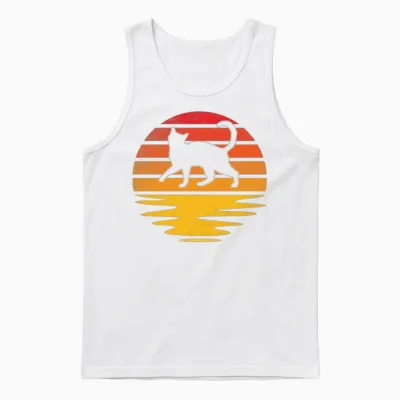 Cat Retro Unisex Tank Top - White
