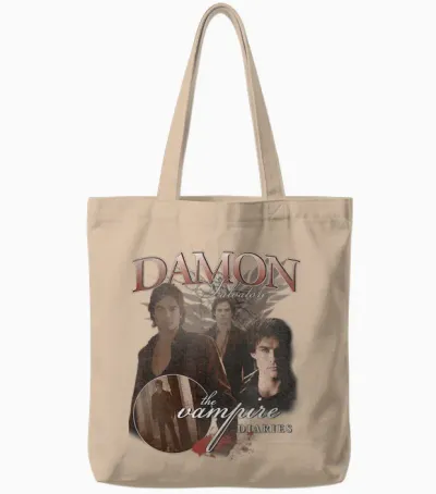 The Vampire Diaries Damon Tote Bags - Natural