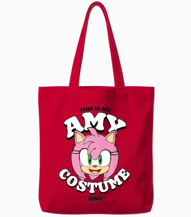 Sonic the Hedgehog Halloween This Is My Amy Costume Tote Bags in Red