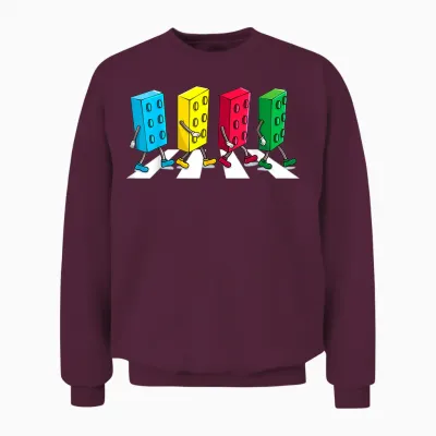 Master Builder Colourful Building Blocks Streets Boys Kids T-Shirt, Black Unisex Sweatshirt - Maroon