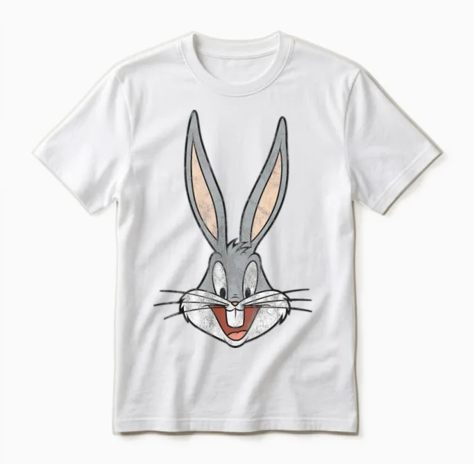 Looney Tunes Bugs Bunny Distressed Unisex T-Shirt in White