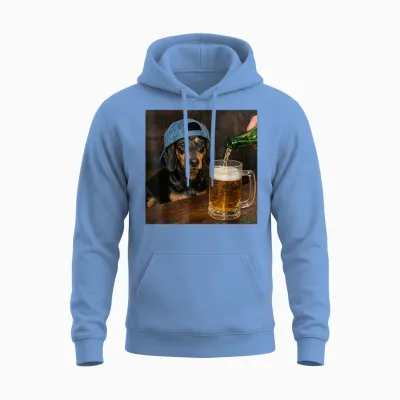 Teckel Buvant De La Bière Drôle Teckel Meme Unisex Hoodie - Carolina Blue