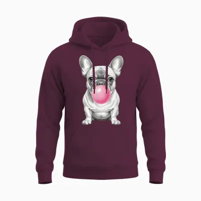 Ballon Bouledogue Français Rose Chewing-Gum Unisex Hoodie - Maroon