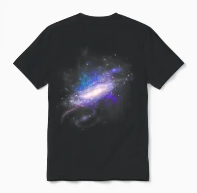 Galaxy Space Planets Universe Stars Moon Astronomer T-Shirt, Black Unisex T-Shirt - Black