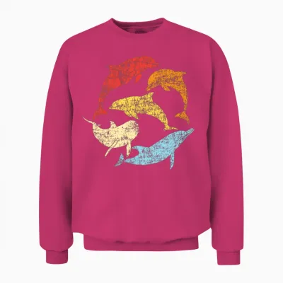 Dolphin Retro Vintage Unisex Sweatshirt - Heliconia