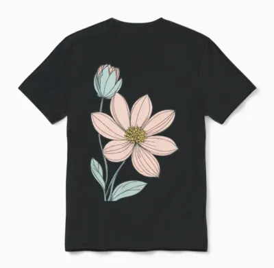 Soft Flower Unisex T-Shirt - Black