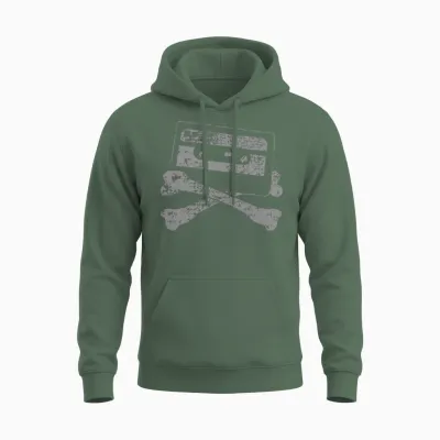 Cassette Tape Vintage Retro Unisex Hoodie - Military Green