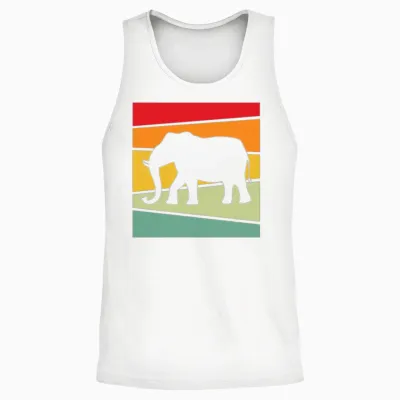 Elephant Retro Unisex Tank Top - White