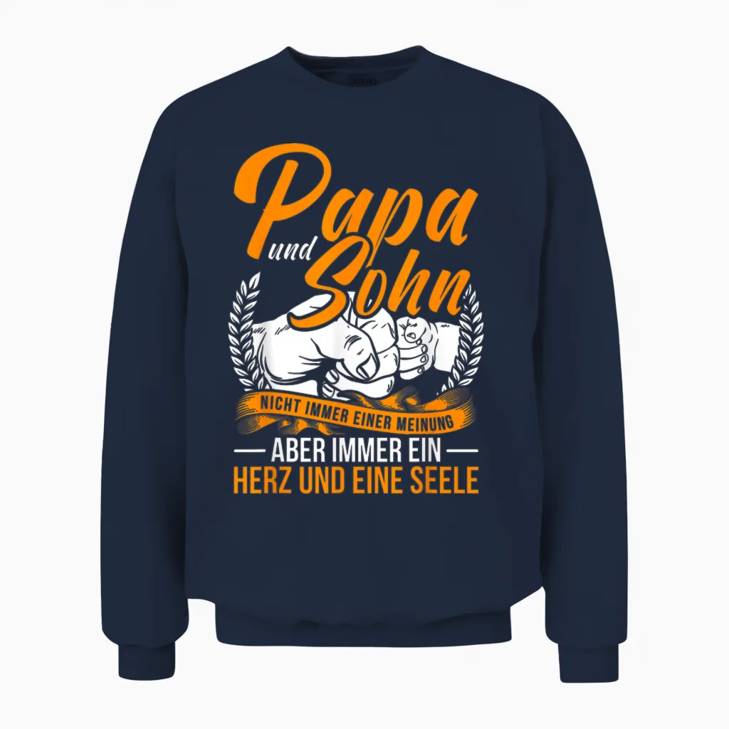 Papa Und Sohn Vater Sohn Partner Look Spruch Vatertag Unisex Sweatshirt in Navy