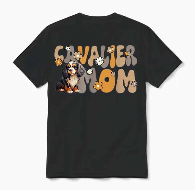 Cavalier King Charles Spaniel Groovy World's Best Cavalier T-Shirt, Black Unisex T-Shirt in Black
