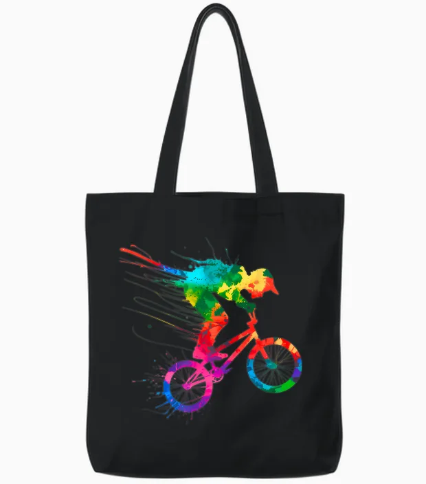 Bmx Bike Stunt Rider Boys Children Cool Bmx Stunt Tote Bags in Black