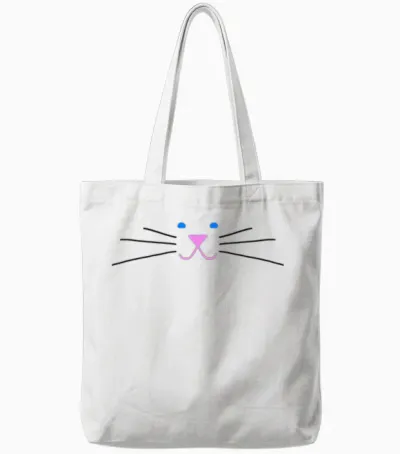 Kitty Face Tote Bags - White