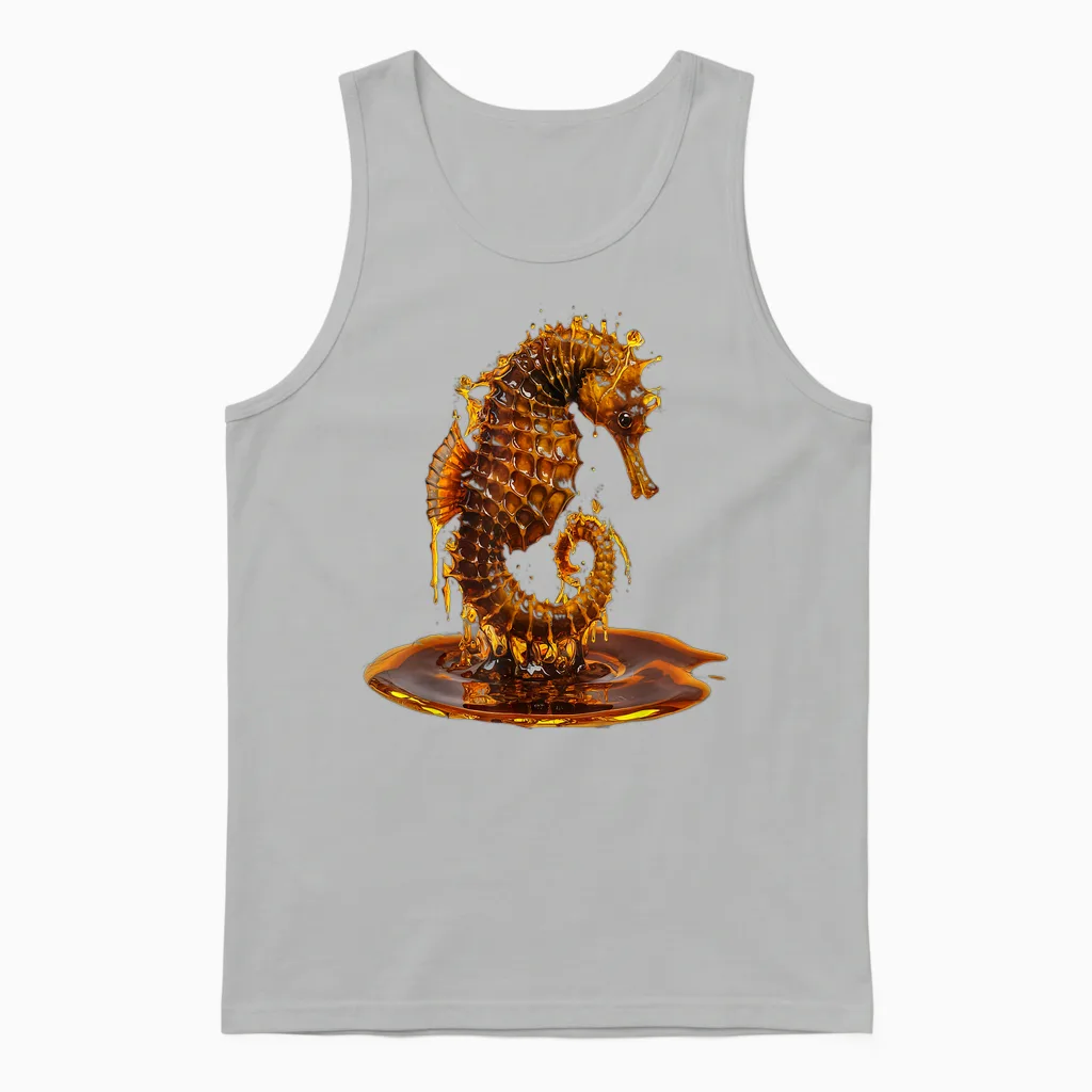 Seahorse Men Women Aesthetic Gold Honey Seahorse Unisex Tank Top in Ash