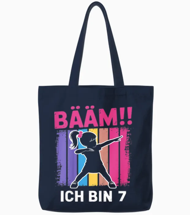 Bääm Ich Bin 7 Dabbing Mädchen 7. Geburtstag Tote Bags in Navy
