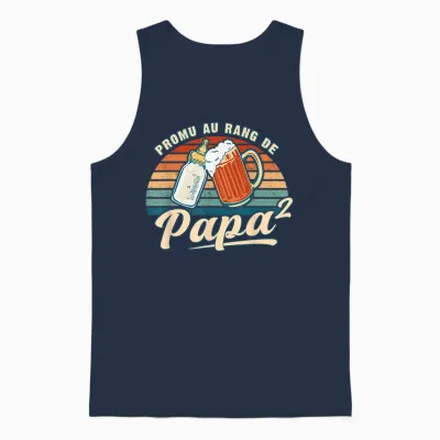 Promoted Dad 2 Child Announcement Pregnancy Future Dad Unisex Tank Top - Navy