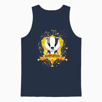 Harry Potter Watercolor Hufflepuff Crest Unisex Tank Top - Navy