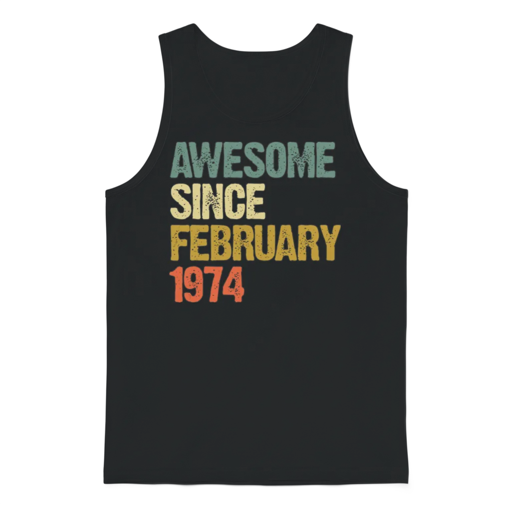 Groovy Retro Awesome Since February 1974 Unisex Tank Top - Black