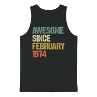 Groovy Retro Awesome Since February 1974 Unisex Tank Top - Black – 1