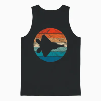 Vintage Fighter Jet Unisex Tank Top - Black