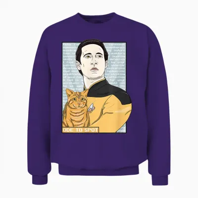 Star Trek: the Next Generation Data Ode to Spot Portrait Unisex Sweatshirt - Purple