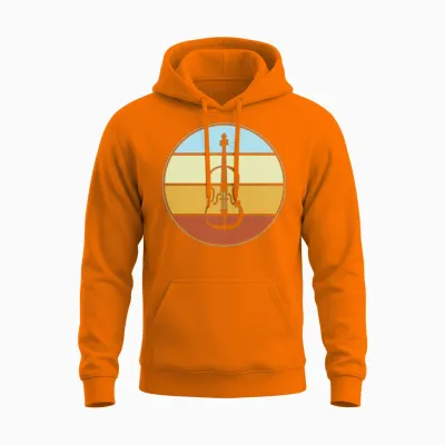 Violin Retro Unisex Hoodie - Safety Orange