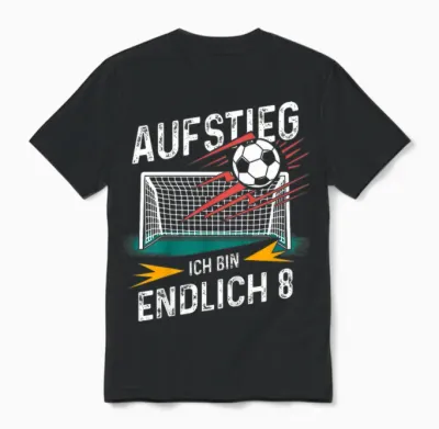Kinder 8. Geburtstag Junge Fußball 8 Jahre Spruch Unisex T-Shirt - Black