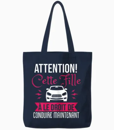 Driving Licence Gift Girl Humour Driving Car T-Shirt, Black Tote Bags - Navy
