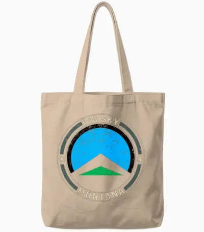 Big Sky Montana Shirt, Big Sky Montana Ski Resort Tote Bags - Natural