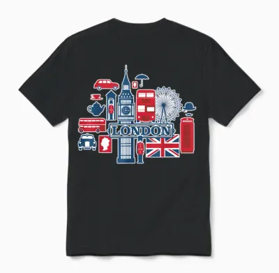 I Love London, Les Amoureux De L'angleterre Unisex T-Shirt - Black