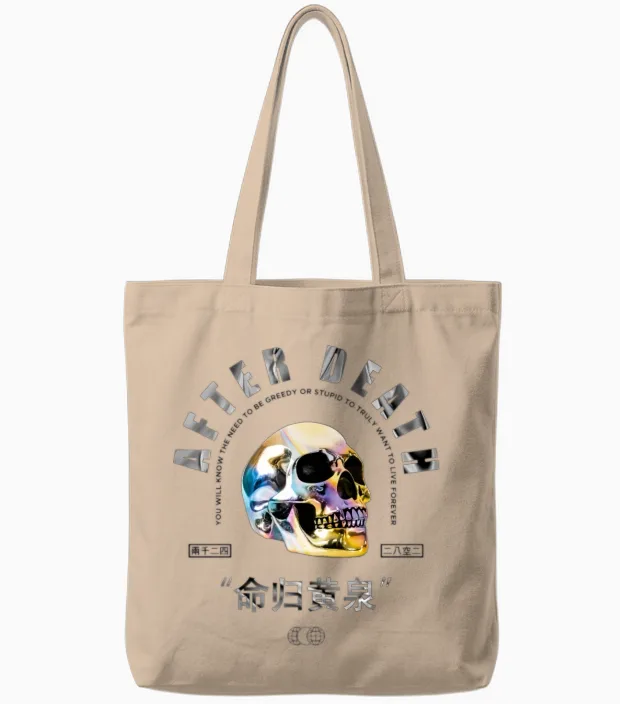 After Death Modern Streetwear Tote Bags in Natural