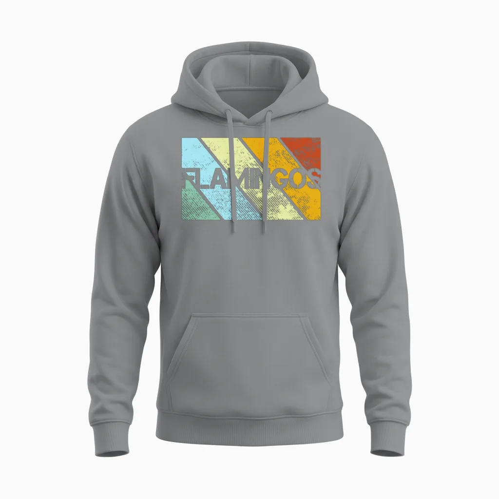 Flamingo Retro Unisex Hoodie in Sport Grey