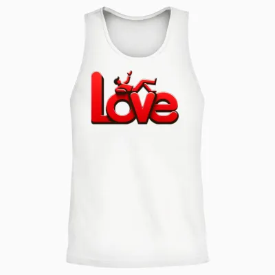3d Love Typography with Creative Design Unisex Tank Top - White