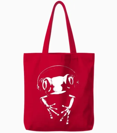 Dj Rock Acid Bigtree Frog Tote Bags - Red