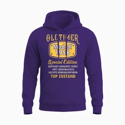 1956 Geburtstag Mann 70 Dekoration Lustig 70er 70 Geburtstag Unisex Hoodie - Purple