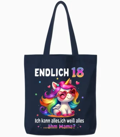 18th Birthday Girl 18 Years Unicorn Party Outfit Unicorn Tote Bags - Navy