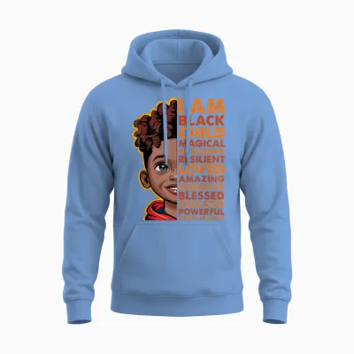 I Am Black History Month Shirt Kids Boys African American Unisex Hoodie - Carolina Blue