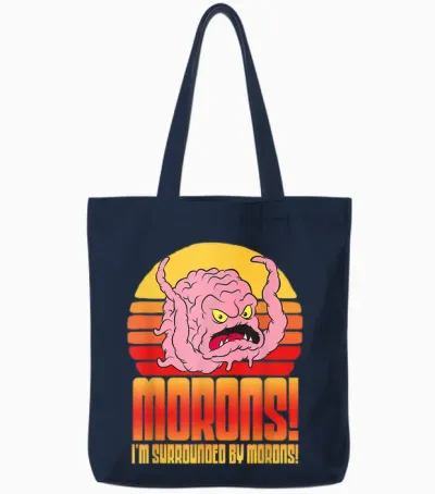 Mademark X Teenage Mutant Ninja Turtles - Krang: Morons! I’m Surrounded by Morons! Tmnt Retro Funny Tote Bags - Navy